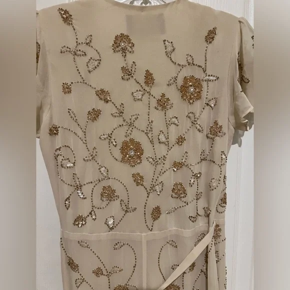 🌺BHLDN Plymouth Wrap Flutter Sleeve Beaded Maxi 👗Gown - Picture 12 of 17